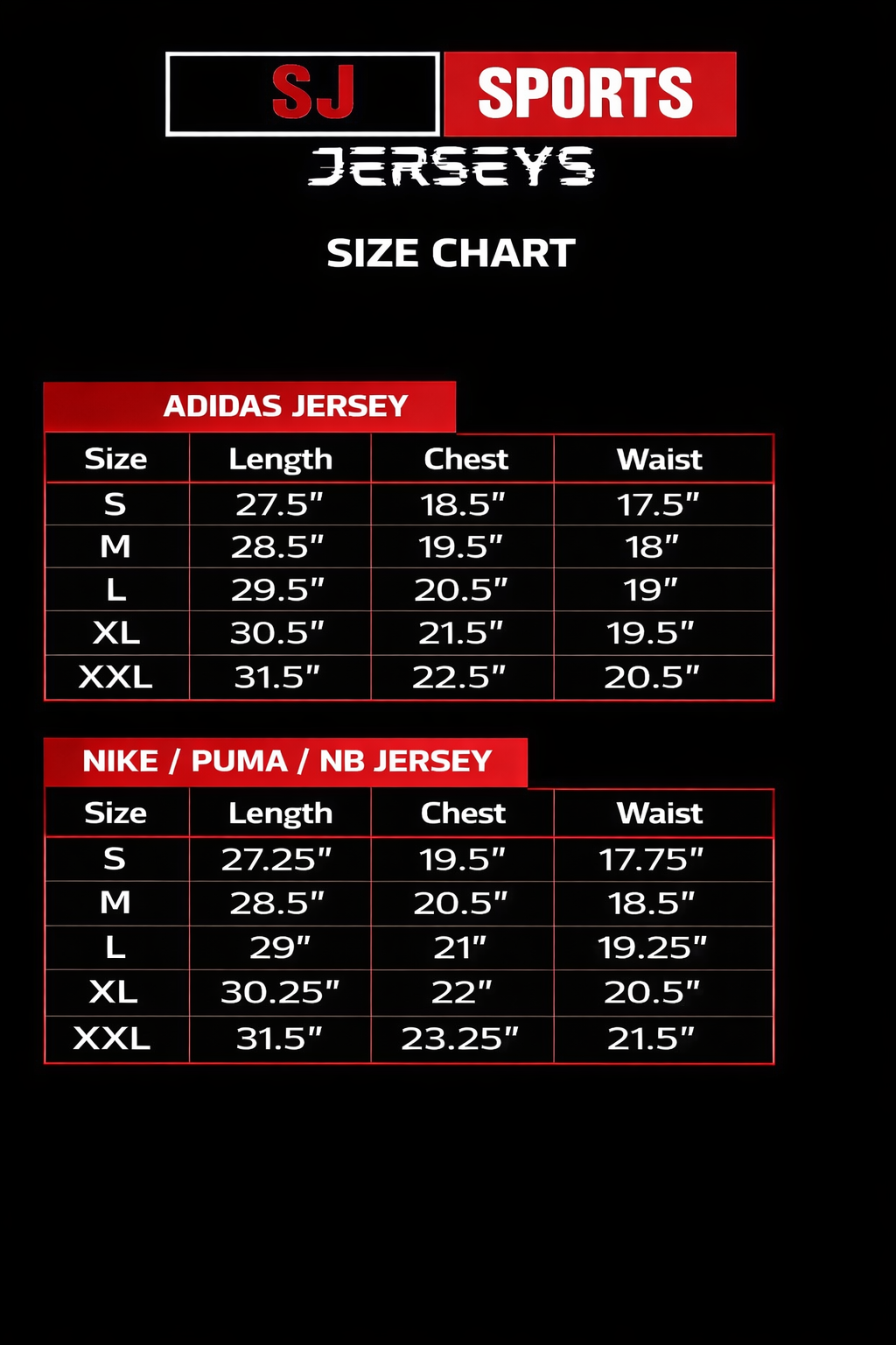 Adult Size Chart